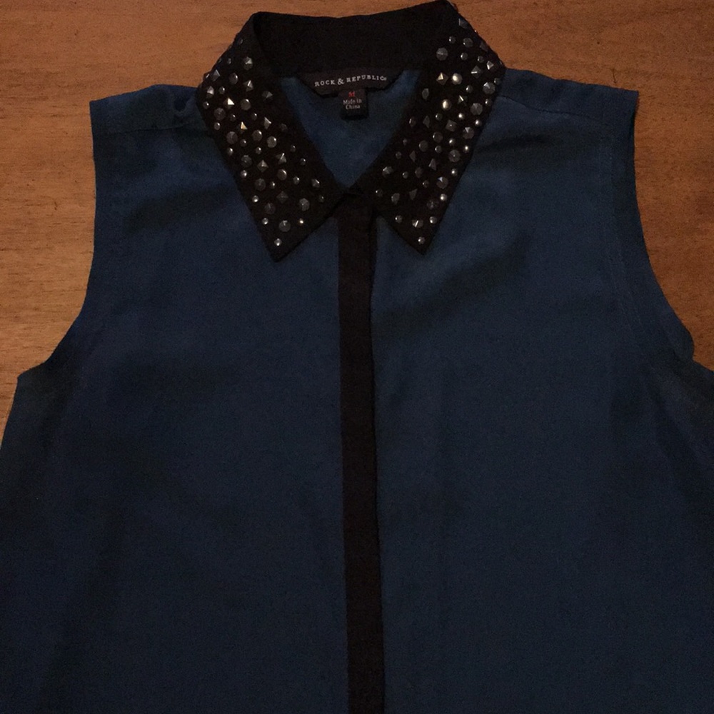 Rock & Republic turquoise studded tank